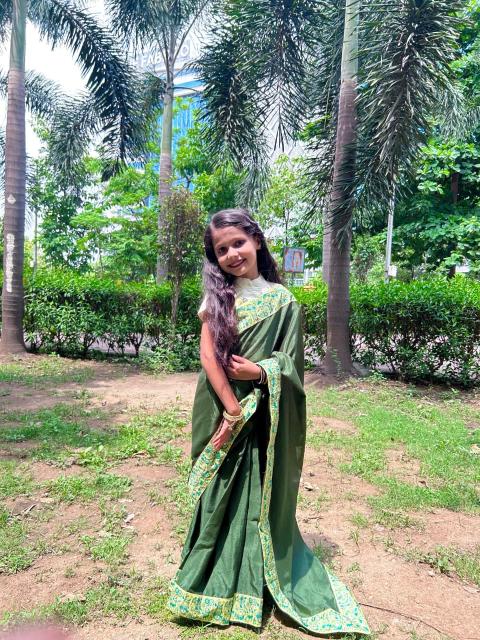 KSGN 018 Ready to wear sarees Dola Silk Affordable kids clothing supplier in Pune